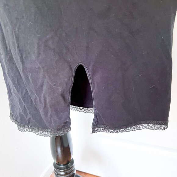 Vintage Rosin Black Midi Slip Skirt with Lace Trim - Picture 5 of 7